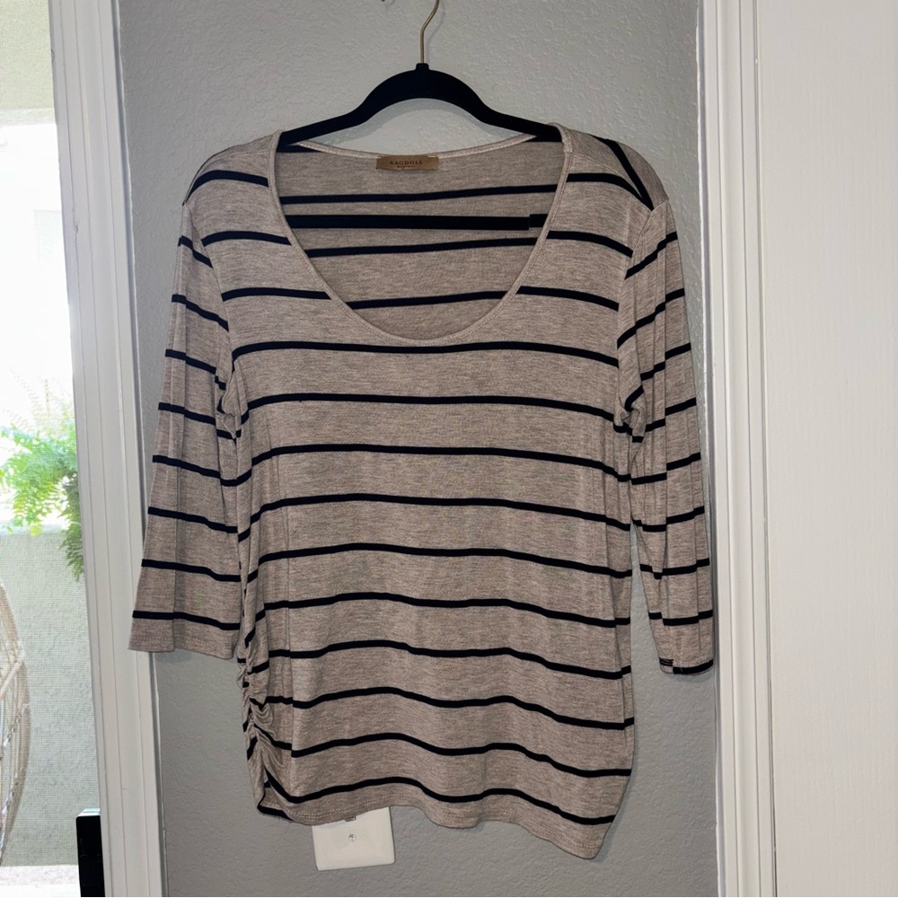Ragdoll Black and Cream Striped Long Sleeve Top